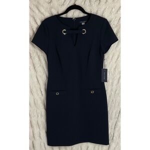 Tommy Hilfiger Scuba Crepe Grommet Neck Pocket Dress
